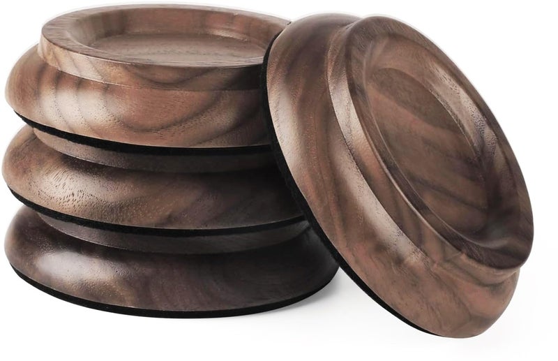 PUNK Upright Piano Caster Cups,Premium Quality Black Walnut Wood Piano Caster Pads, Furniture Leg Pad Set of 4,with Non-Slip Moisture-Proof& Anti-Noise Felt Pads for Hardwood Floor Protectors(Black Walnut) - Image 1